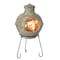 Vintiquewise Outdoor Beige Clay Chimenea BBQ Grill Fire Pit Accent Design and Metal Stand QI004354 - alternate 1